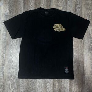FUBU Platinum Black Tee‎ with Gold Logo Double Sided Size Medium